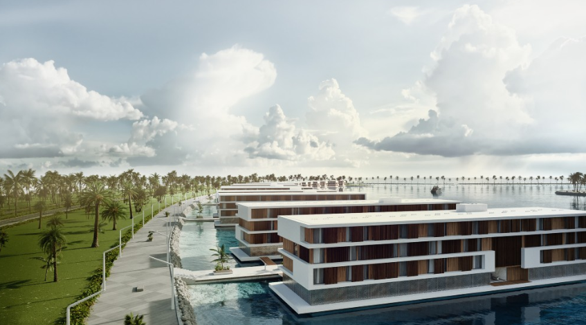Doha view of temporary floating hotels by ADMARES that will house visitors during the 2022 World Cup (rendering courtesy ADMARES) fuiush